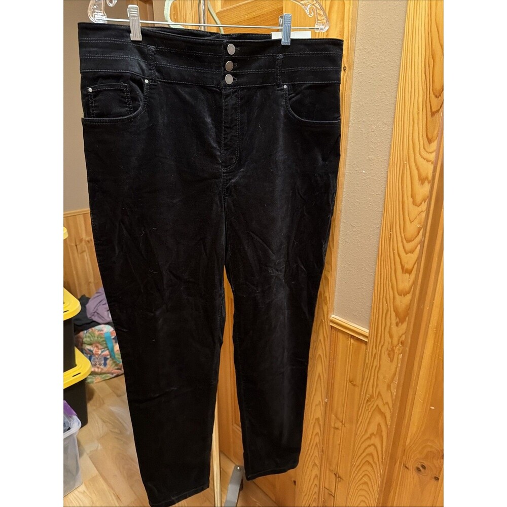 Ann Taylor The Skinny High Rise Black Velvet Jeans Pants Size 18 Stretch Work
